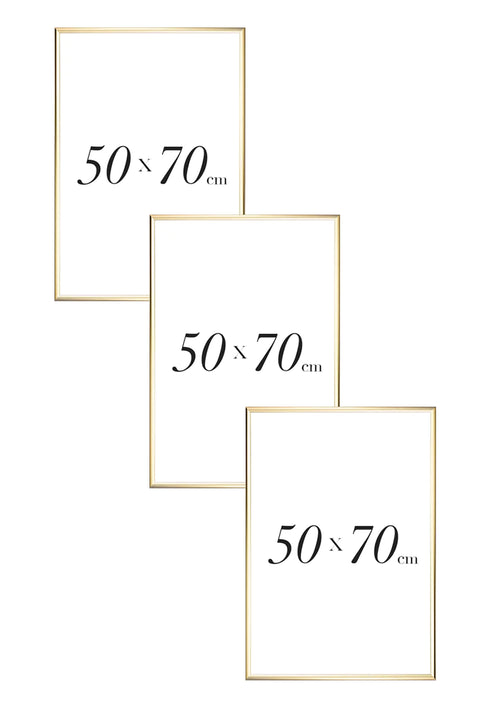Conjunto de 3 Marcos Metálicos en Oro de 50x70cm